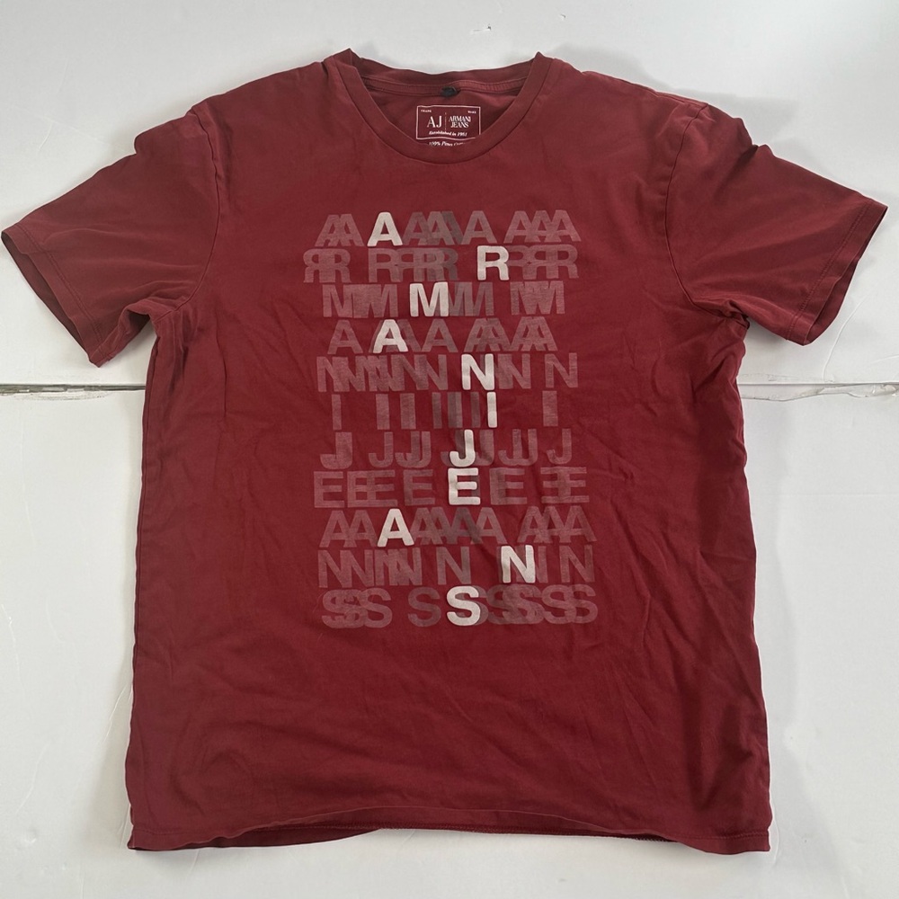 Authentic Armani Jeans 100% Pima Cotton Burgundy Men’s T-Shirt- Size Small